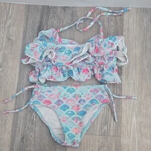SweetHoney Sweet Honey 3T Toddler Girl Swimsuit Pink Blue Seashells 2 pc bikini‎